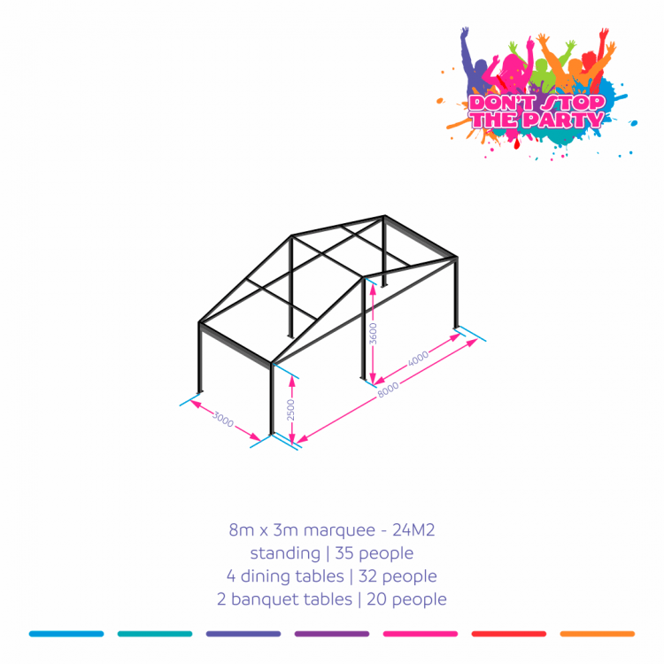 Marquee - Structure - 8m x 3m | Don't Stop The Party Hire Group