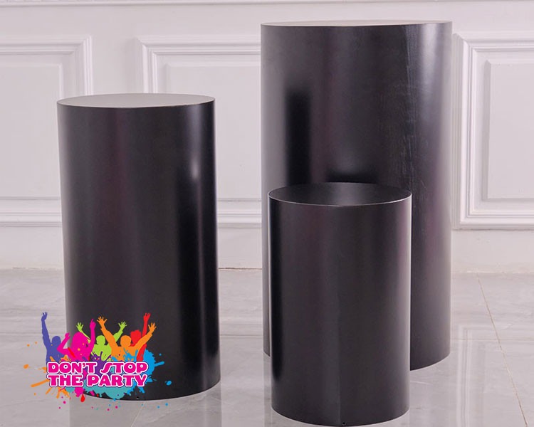 Round Cylinder Plinth Black - Set of 3