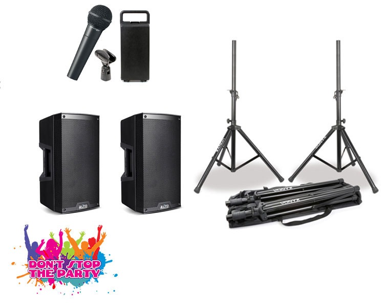 PA Speaker Package With Corded Microphone
