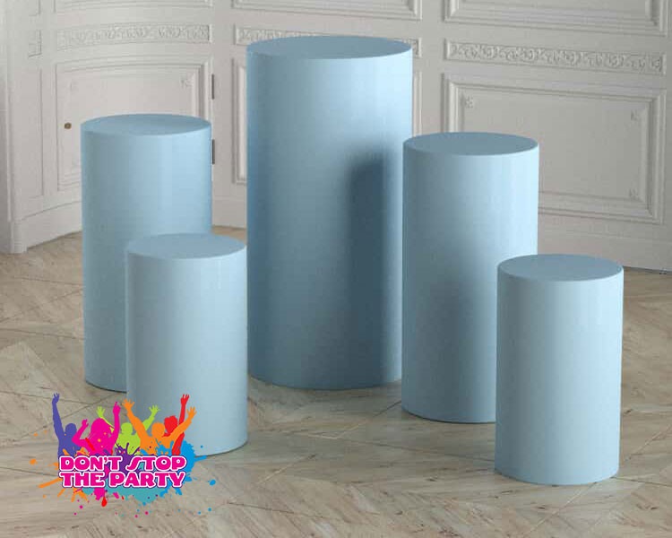 Round Cylinder Plinth Baby Blue - Set of 3