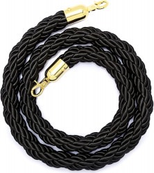 twisted stanchion rope black gold 1729316767 Velvet Rope To Suit Gold Bollard - Black