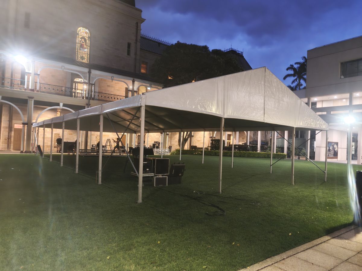 corporate function structure marquee dusk 1 Corporate Event and Christmas Party Hire in Brisbane